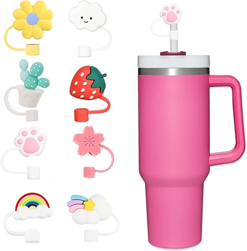 Miniatura 1 de 4 piezas de adornos para popote de Navidad, cubierta de popote Stanley de Amreich Christmas Stanley, vaso de 30 onzas y 40 onzas con asa, fundas de