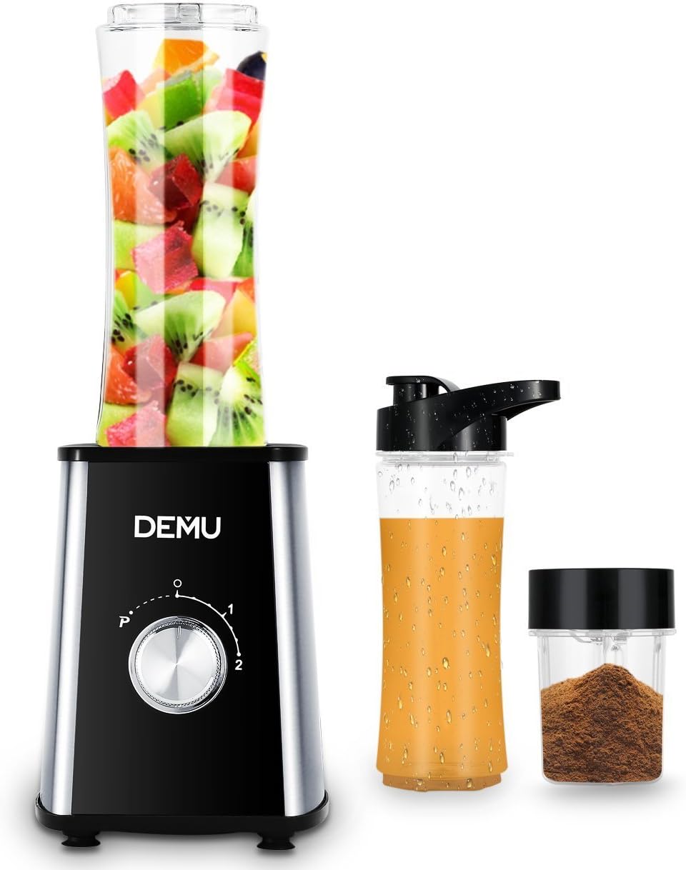 Personal 2-Speed Smoothie Blender for Shakes and Smoothies Professional Personal Maker with Grinder Cup and Travel Lid