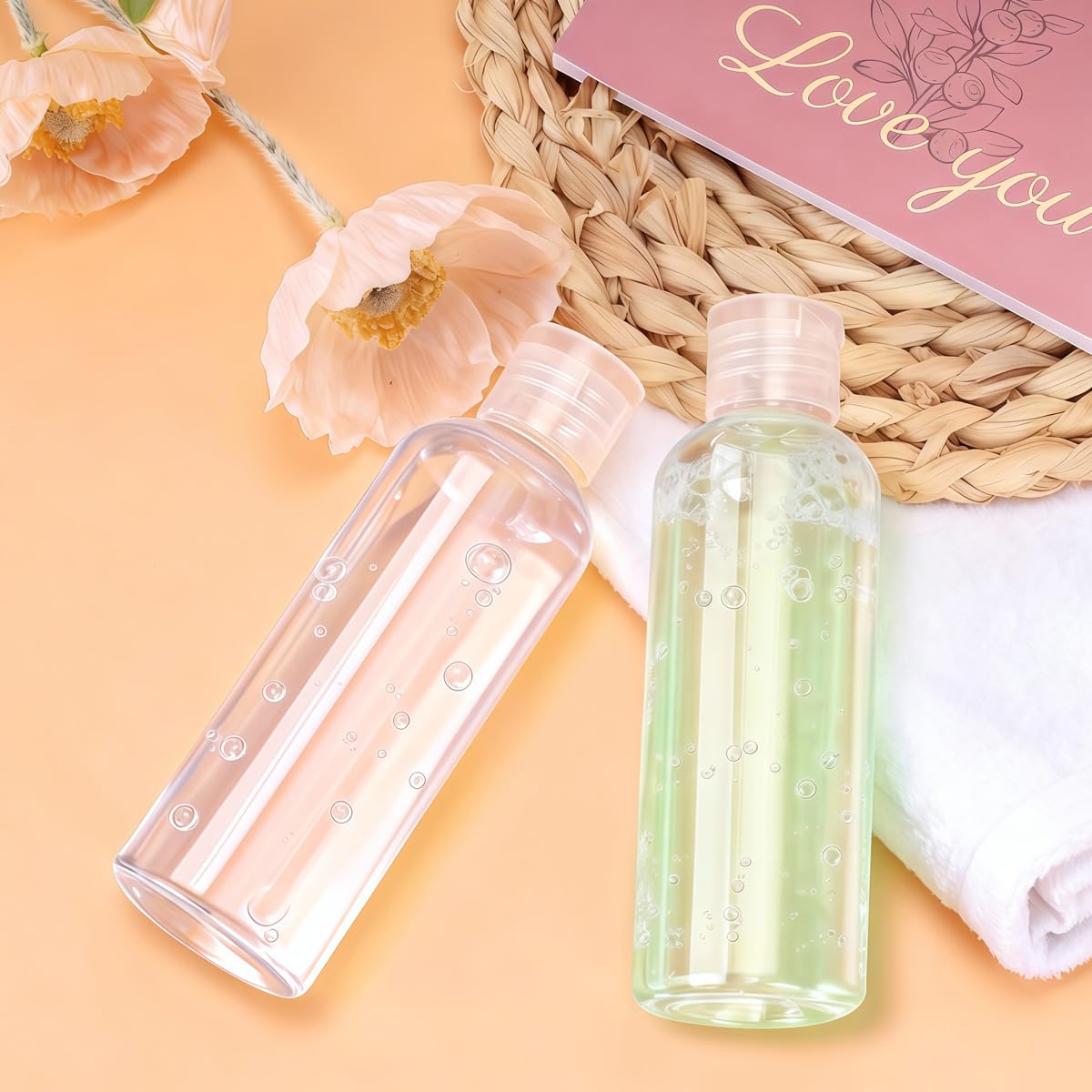 3 bottiglie vuote in plastica trasparente morbida da spremere con tappo a scatto, ricaricabili, cosmetici, cosmetici, cosmetici, cosmetici, bagni, docce, lozioni, shampoo liquido, Trasparente, 250 ML