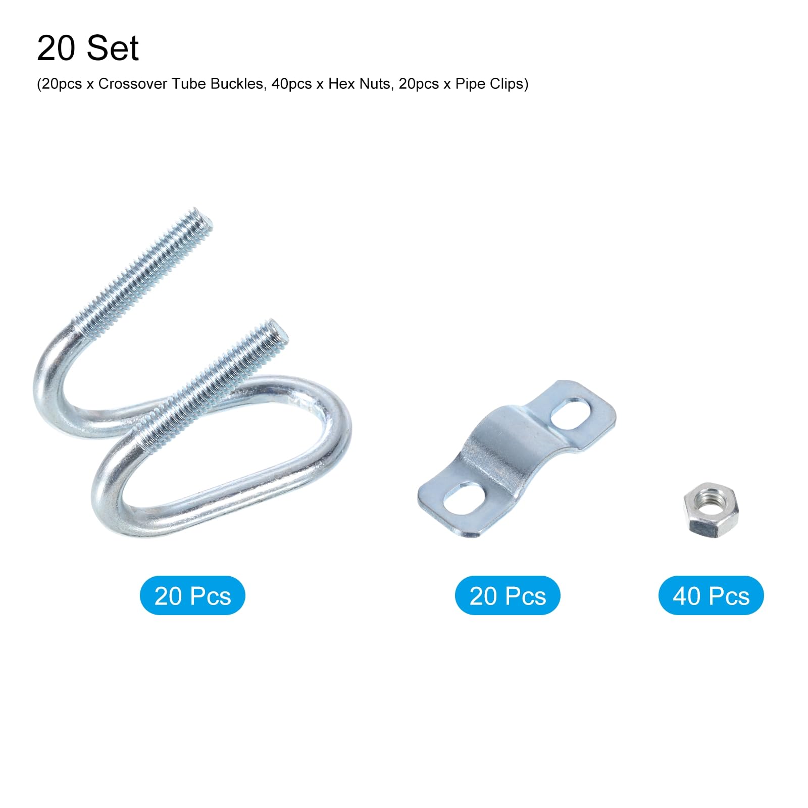 QUARKZMAN Incrociato - Connettore Verticale Tubo Molla, 20pz Fit 3/4" (20mm) a 1" (25mm) Crossover Fibbia Acciaio Croce Tubo Morsetto per Serra Tendone Cornice