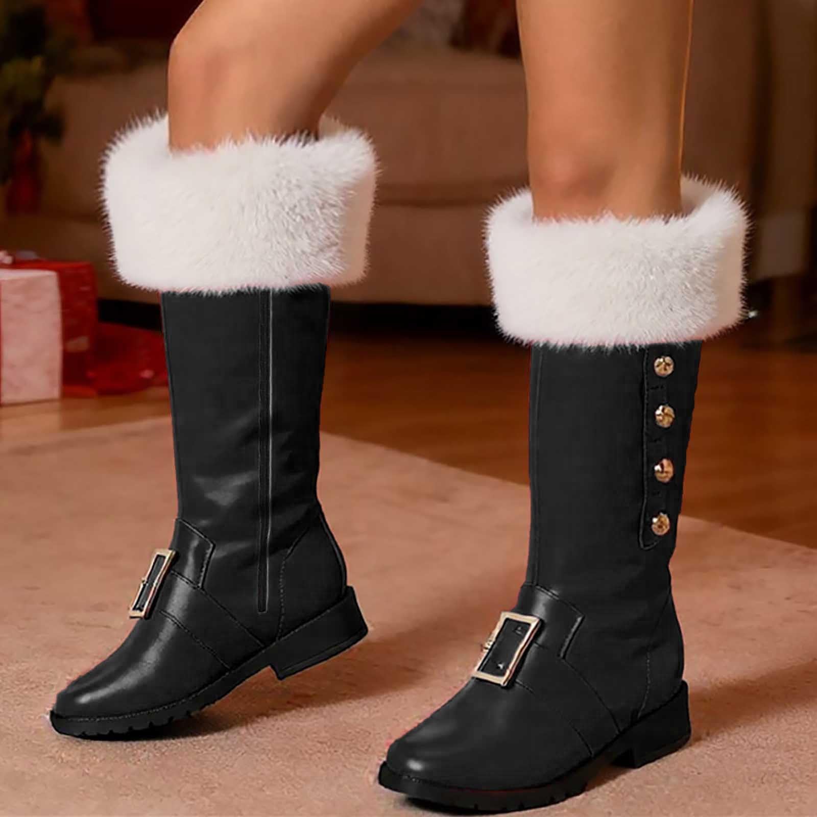Generisch - Botines con altura media para días fríos, diseño de moda cómodo, estilo de deslizamiento, tacones elegantes, perfectos para trajes de fiesta y viajes de vacaciones