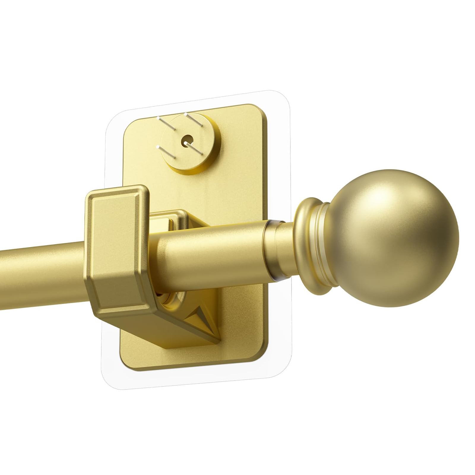 PeSenp 2.0 Pro No Drill Curtain Pole with Adhesive & Invisible Nail 79-138 cm, 16mm Diameter Extendable Curtain Poles for Eyelet Curtains, gold Curtain Rod for Apartments & Dorms - Renter Friendly