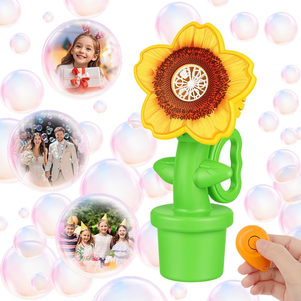 AUAUY Bubble Machine for Kids, Rechargeable Sunflower Dancing Bubble Maker