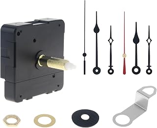 31 mm (1-1/4 inch) Long Shaft Quartz Silent Clock Movement Replacement for DIY Repair Clock with 2 Pairs Pointer Hands, Silent Sweep Seconds Clock Mechanisms
