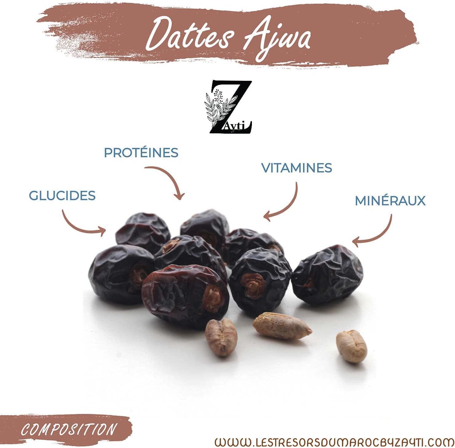 DATTES AJWA DÉNOYAUTÉES 300g | DATTES FRAÎCHES PREMIUM D'ARABIE SAOUDITE 100% NATURELLE DE LA QUALITÉ LA PLUS FINE. (DÉNOYAUTER)