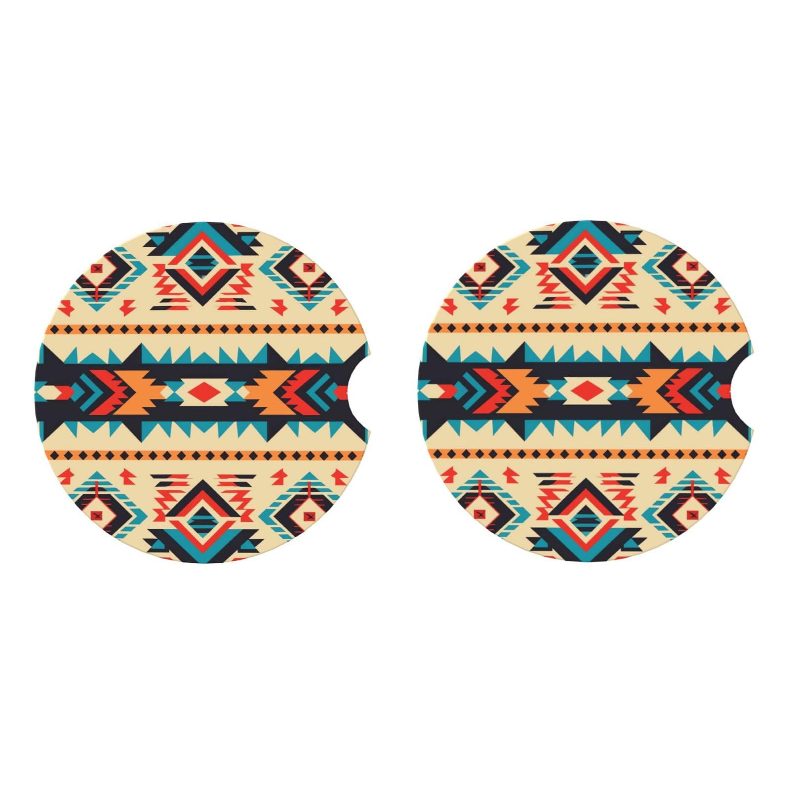 Ceramic Coasters for Drinks White Drink Coasters with Metal Holder Native American Ceramic Coaster Set of 2 Tabletop Protection Mat for Home Decor
