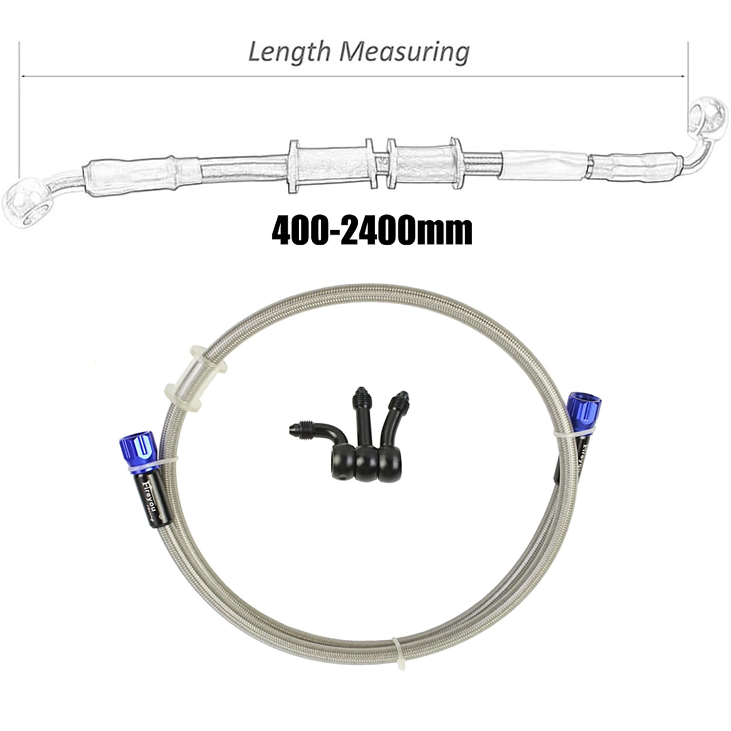 Tuyaux de frein hydrauliques pour moto - En acier inoxydable tressé - Raccords de tuyau tressé pour VTT, Pit Bike Dirt Bike