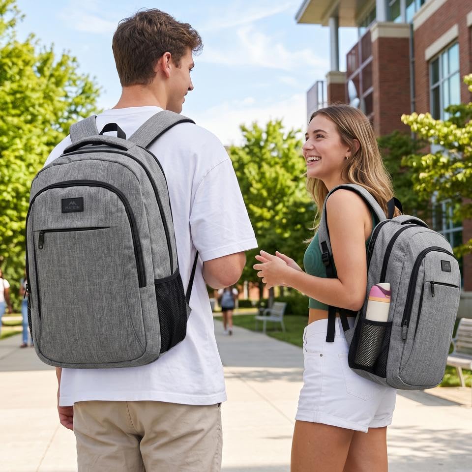 MATEIN Travel Laptop Backpack, 15.6 Inch College School Computer Bag, Grey