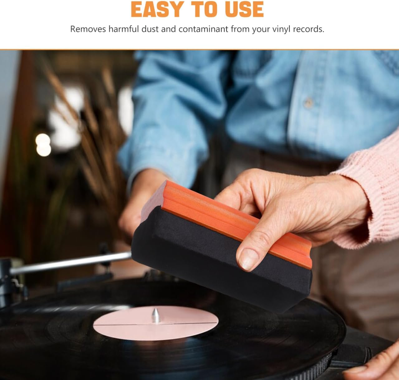 UKCOCO Vinyl Record Brush, Anti-Static Soft Velvet Cleaner with Wood Handle for Turntables, Professional Dust Removal Tool for Optimal Sound Quality and Phonograph Maintenance