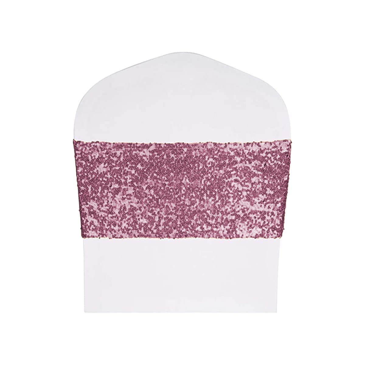 Elegant Event Essentials - 10 Pieces - Sequin Chair Cover Band - Shimmering and Eye-Catching Effect Sash Tie for Wedding, Party Chair Decor, Hotel, Christmas, Reception, Banquets - Pink