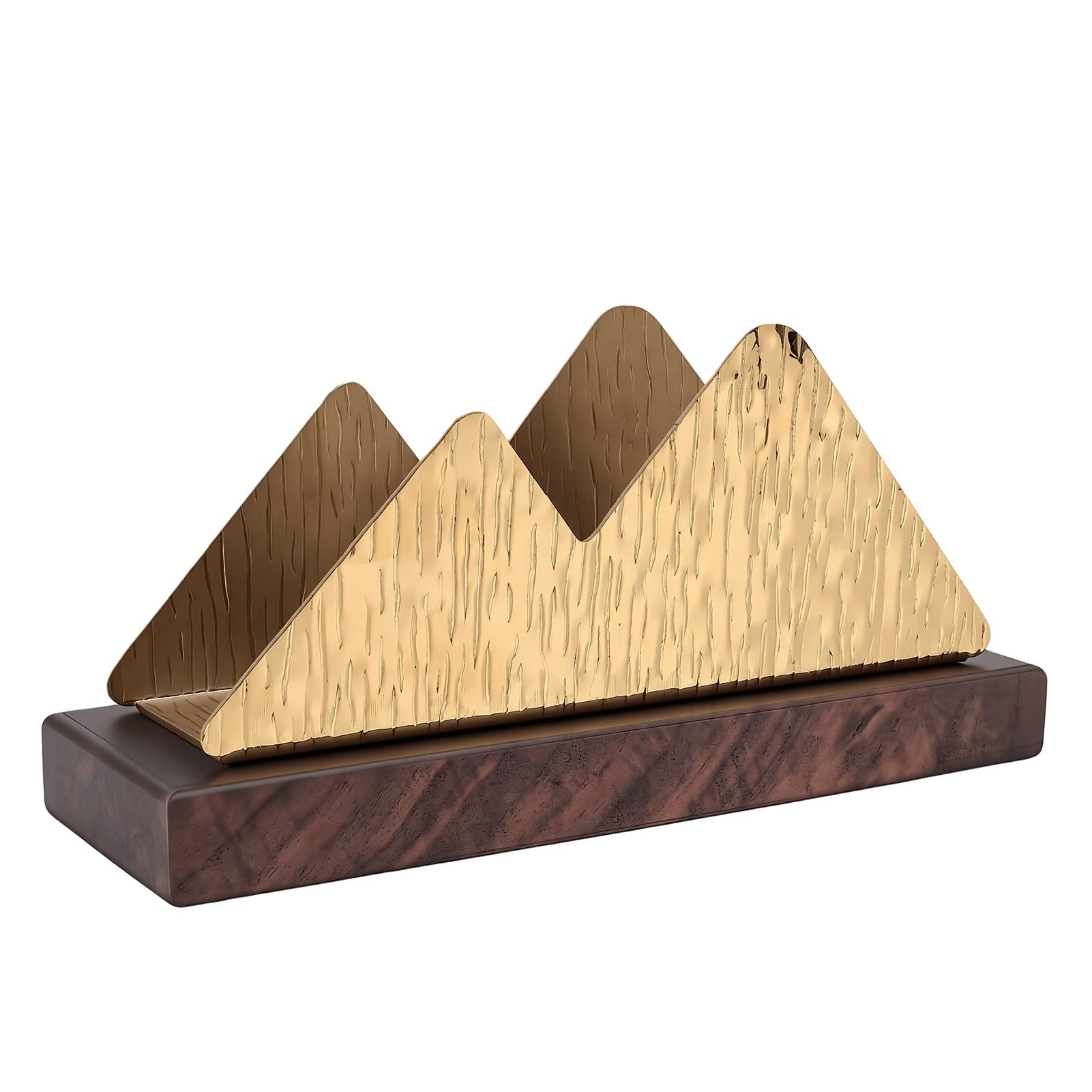 YUYTE Servilletero de Acero Inoxidable con Base de Madera y Patrón para Almacenamiento de Mesa en Mostrador de Cocina o Restaurante (doble joroba)