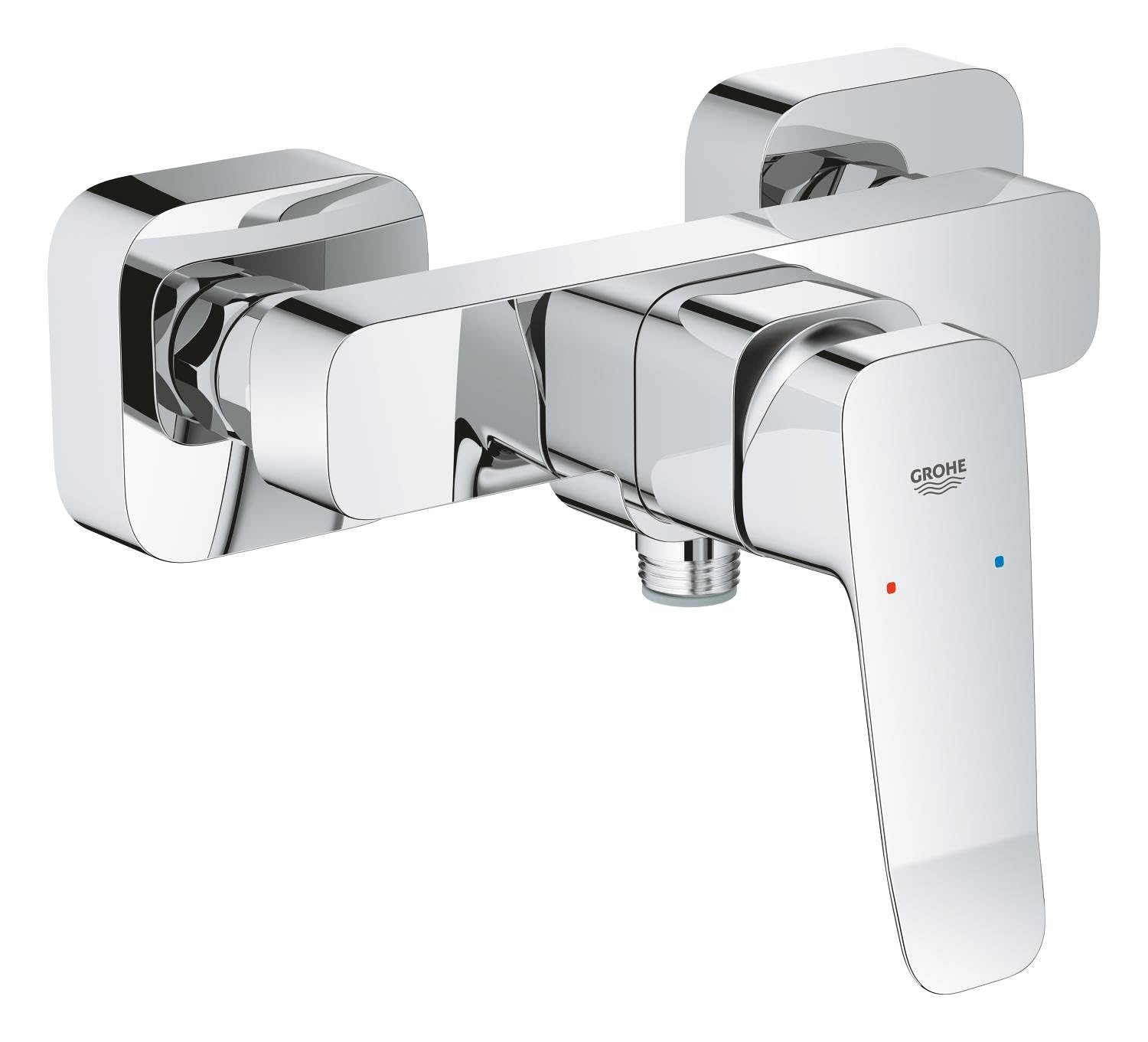 GROHE Dice Mitigeur de Douche (Montage mural apparent, Clapet anti-retour, Protection contre les retours d'eau, Facile à Installer grâce à la clé de montage QuickSpanner incluse), Chrome, 101874000
