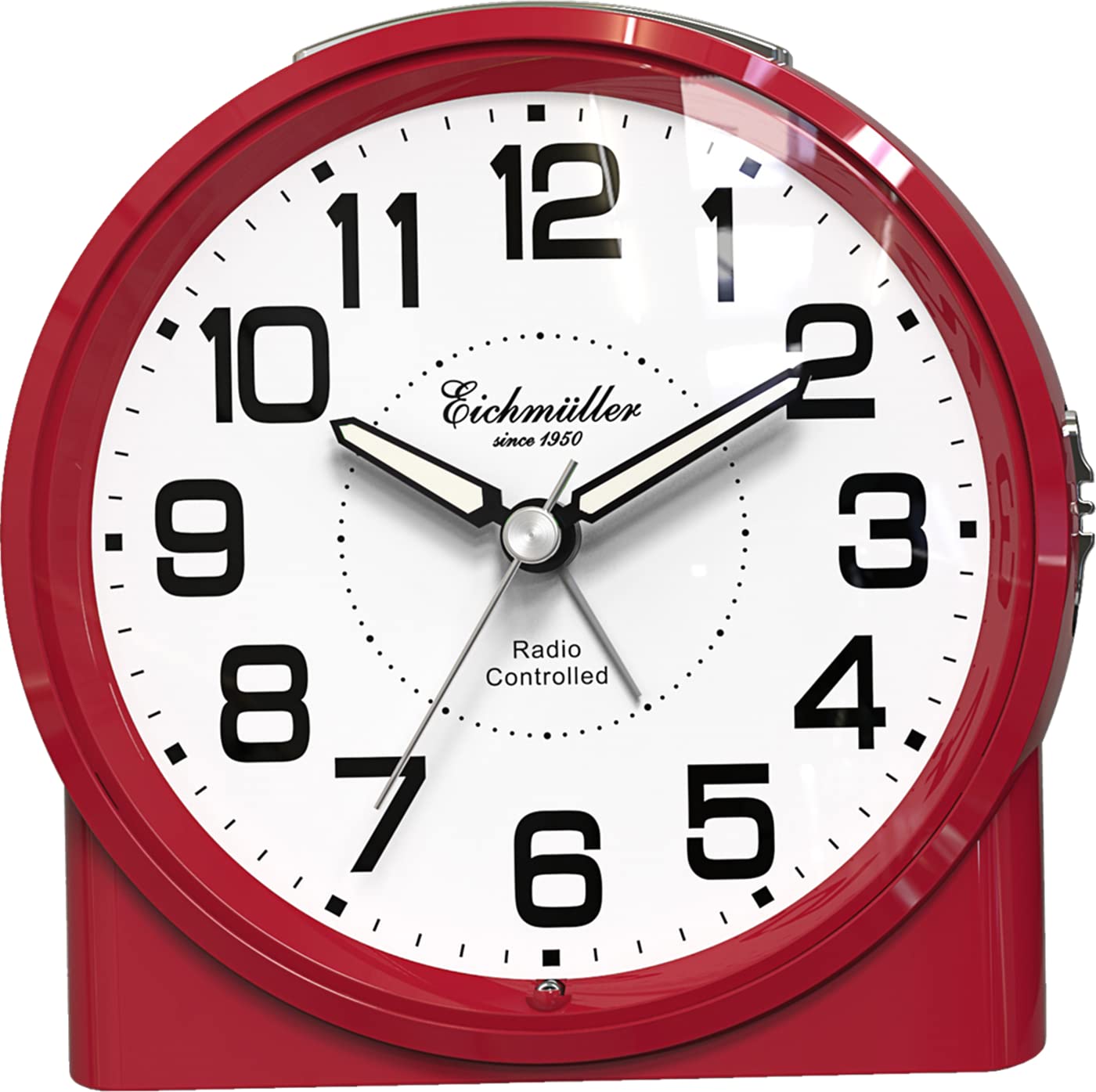 Eichmüller Funkwecker Rot mit Licht, Alarm, Schlummer und Leuchtzeiger, (EM_9890-05)