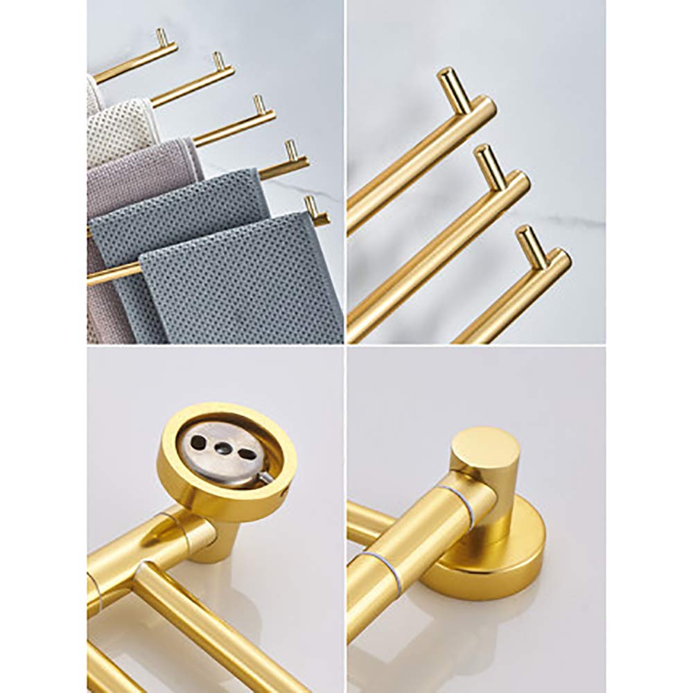 LYGXWJFC Toallero Giratorio de Aluminio Espacial – Toallero de Pared de 5 Varillas para baño y Cocina – Toallero Elegante y versátil con Opciones de fácil instalación