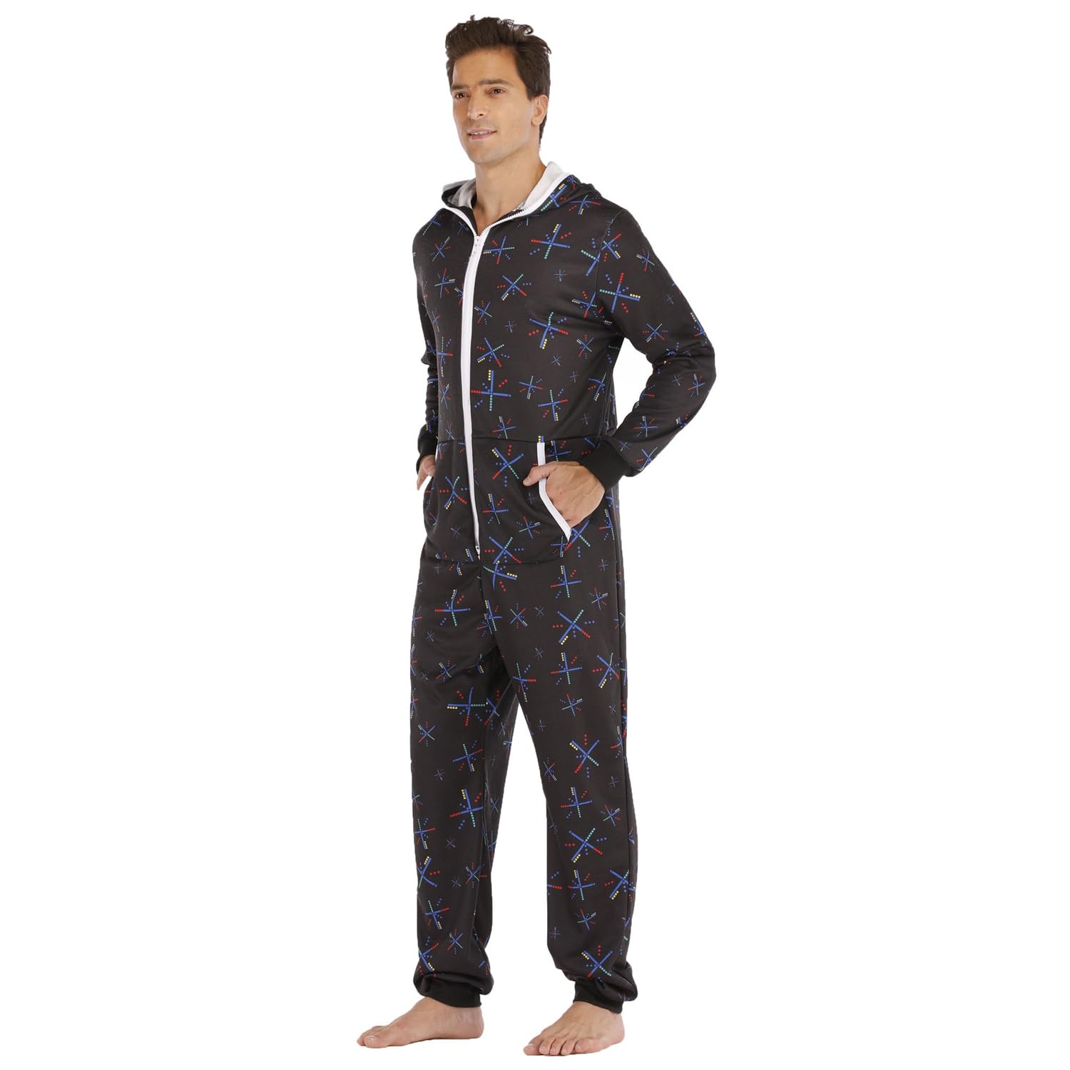 Piżama Onesie Męska Miękka Miękka Wygodne Kombinezon, Jednoczęściowa Piżama