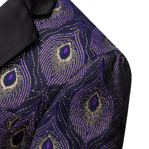 Image of Barry. Wang Men's Sport Coats & Blazers Flower Suit Jacket 1 Button Paisley Tuxedo Mardi Gras Carnival Parade Gift