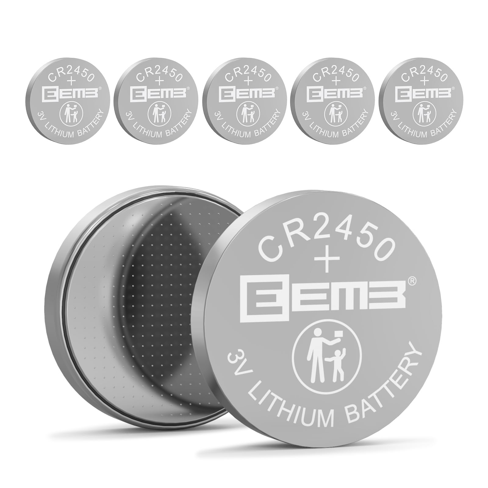 EEMB 5 Stück Knopfzellen CR2450 3V Lithium Batterie, CR 2450 CR2450L Batterien für OOONO Auslaufsicher & mit Langer Haltbarkeit