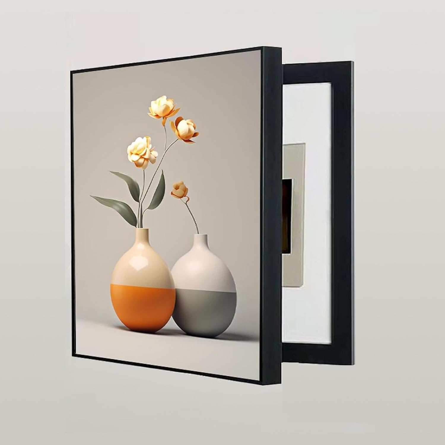 Hidden Circuit Breaker Box Cover Decorative, Fuse Box Covers Cabinet, Electrical Panel Cover Decoration, Wall Mounted Decorative Painting for Living Room Home Office(Orangegary,19.7 * 27.6in)