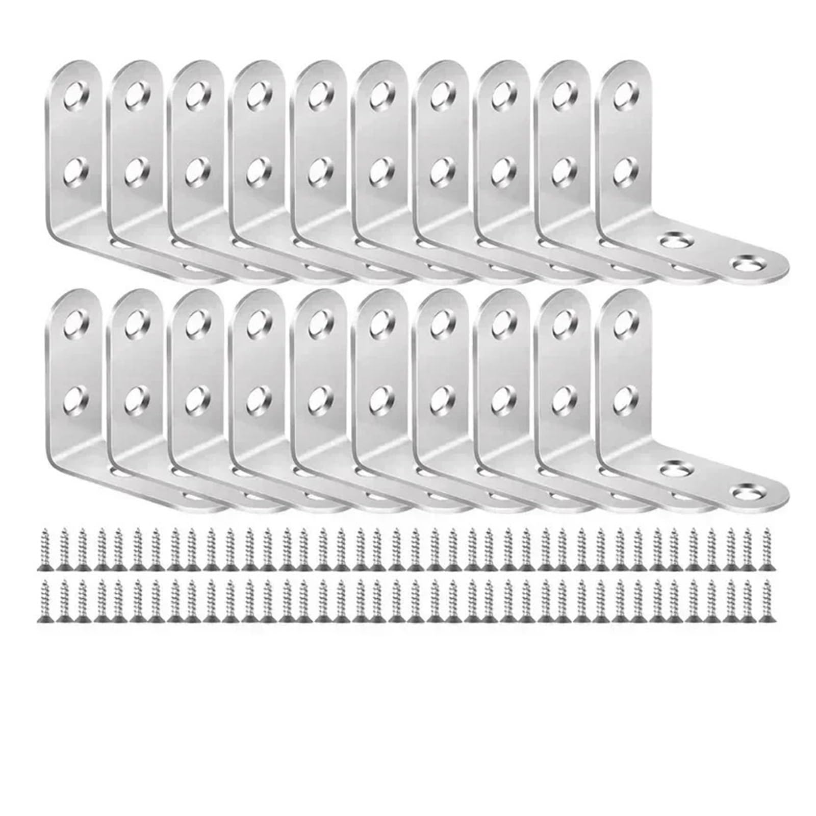 Codice angolare a forma di L in acciaio inossidabile Staffe giunzione da 90 gradi Connettori angolari for armadietti for mobili Supporto for porta dello scaffale con vite(20 Sets-16x40mm)