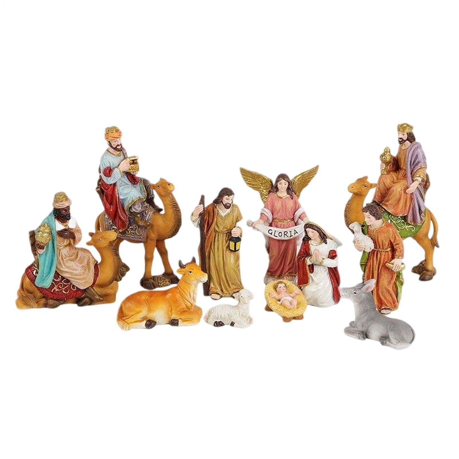 Crèche de Noël en résine - 11 pièces de statues de la naissance de Jésus, cadeau chrétien idéal