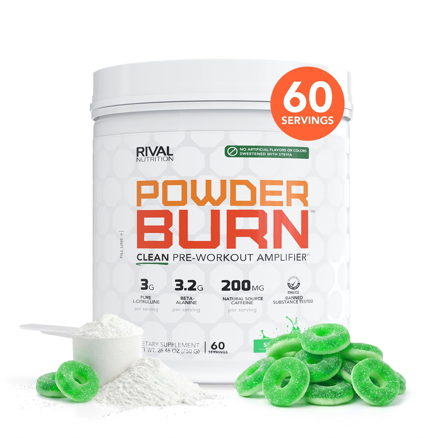 Rival Nutrition Powder Burn Clean Pre-Workout (Juicy Orange, 60 Servings) — Amazon image 13
