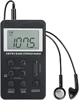 Rádio pessoal AM/FM, portátil, VR robô, mini rádio digital de sintonização, com bateria recarregável, fone de ouvido, tela de bloqueio para caminhada/corrida/academia/acampamento