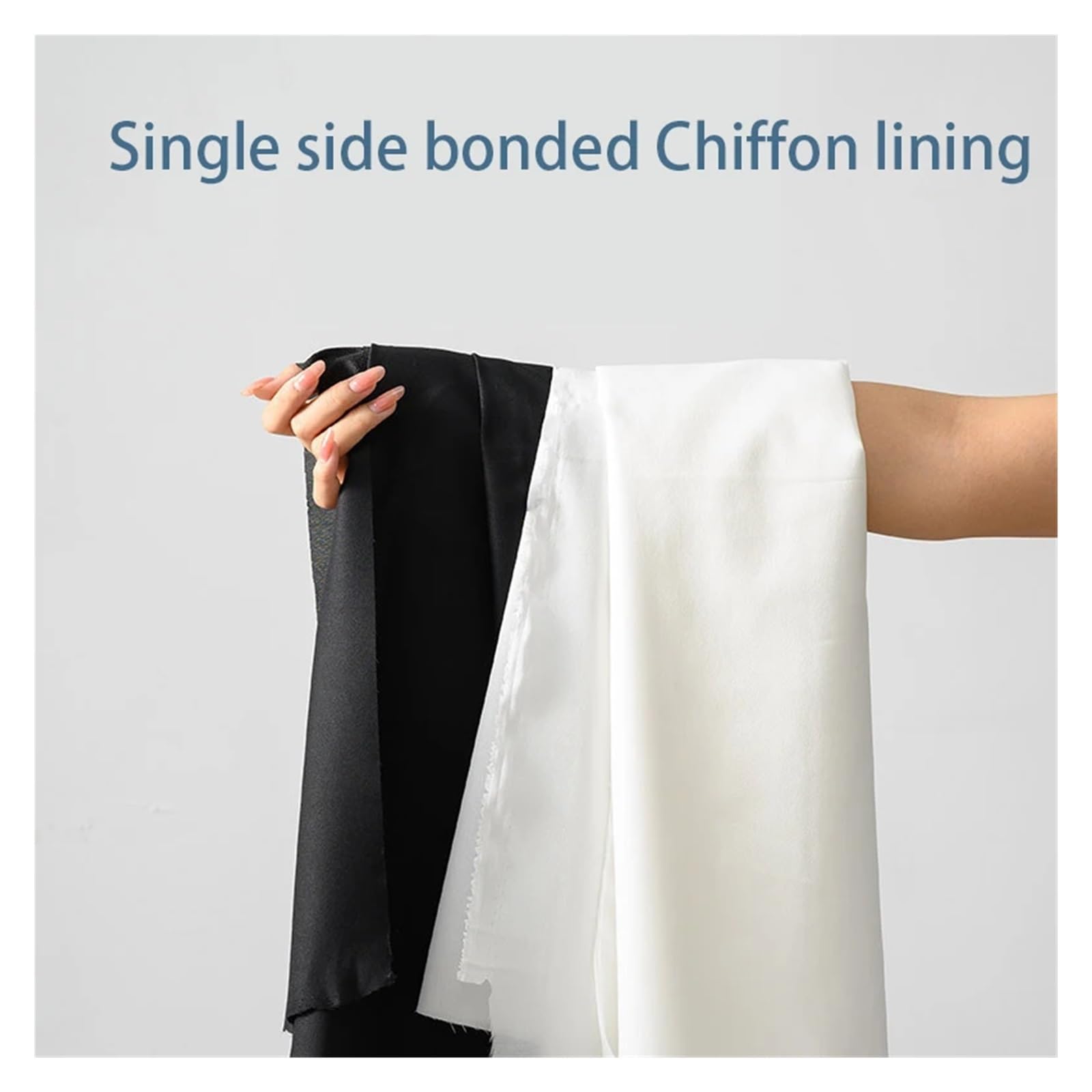 Bügelvlies Stoff Schwarz-weißer einseitiger Einlagestoff for Aufbügeln, weiches Chiffon-Futter, DIY-Kleidung, Nähzubehör(1.5 X 5M)