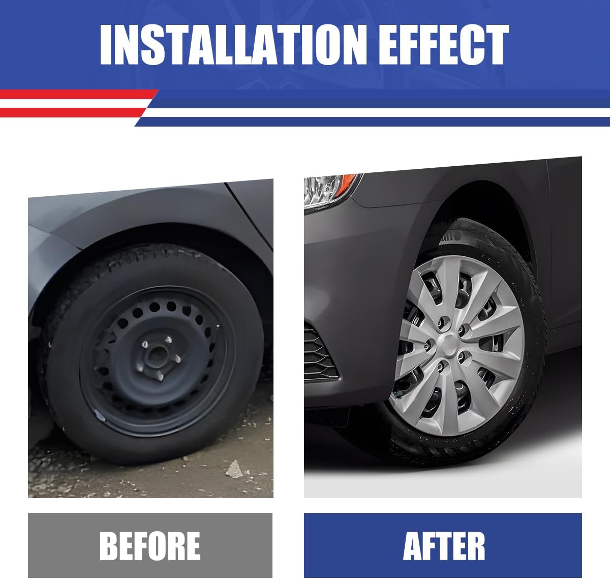 Winjet 16" Hubcaps for 2013-2019 Nissan Sentra & 2011-2017 Nissan Leaf Wheel Rim Covers, [Only Fit Iron Hub & Steel Wheel] Heavy Duty PP Material Snap On Installation (16 Inch Set of 4, Lacquer)