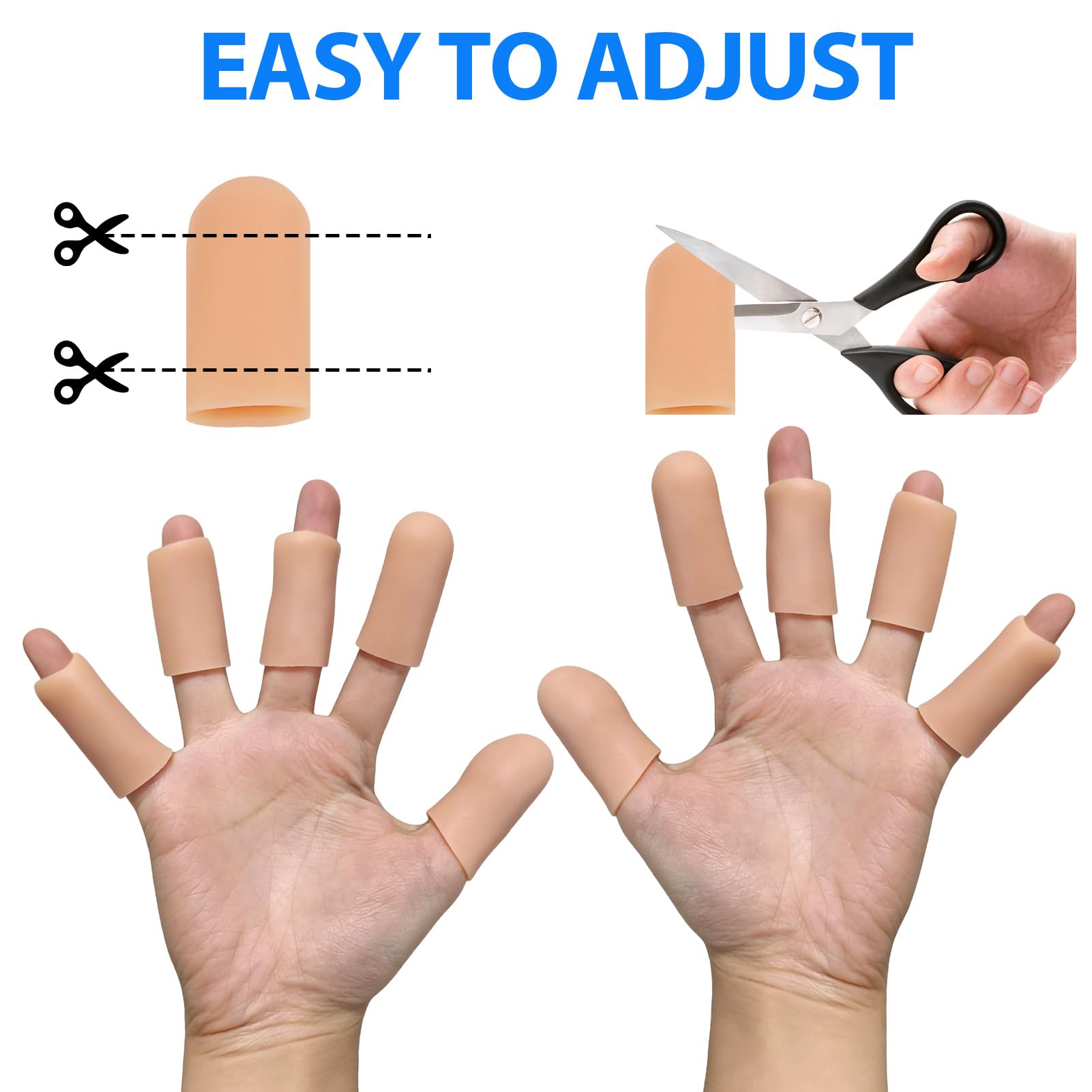 Protège-Doigts en Silicone, 12 PCS Pansements Doigts, Protection Contre Les blessures aux, Protection du Bout des Doigts Imperméables, Convient au Pouce(Couleur Chair)