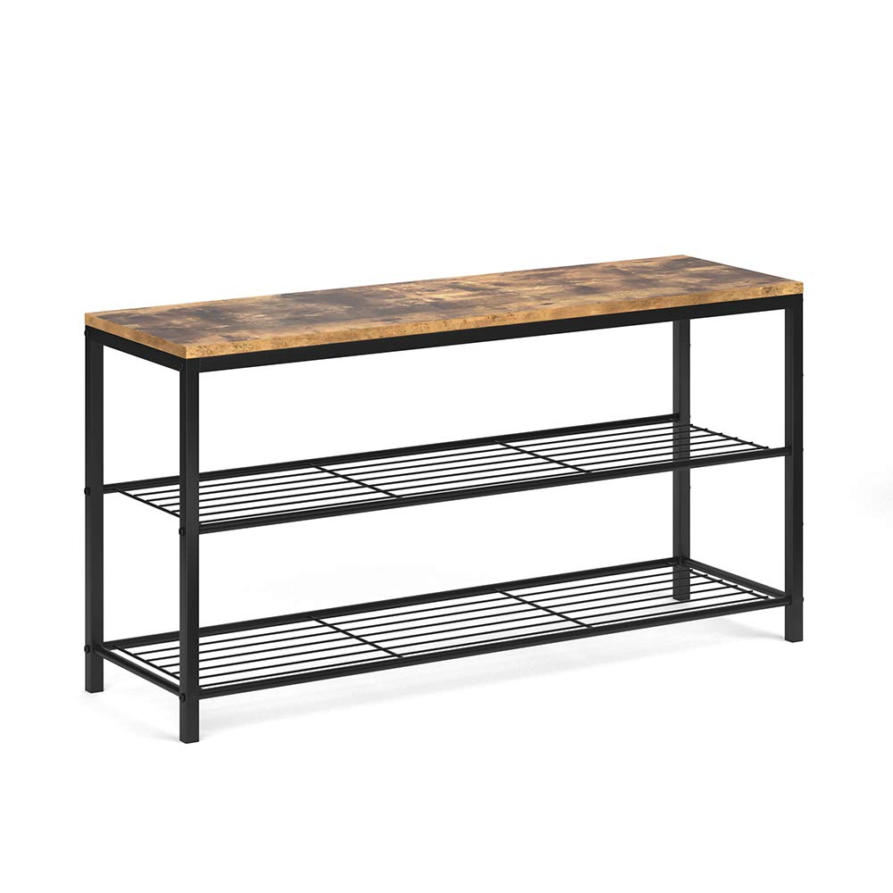 Vicco Banco para Zapatos Fyrk, Madera Antigua, 100 x 51.5 cm | con dos niveles de almacenamiento para una organización clara de los zapatos
