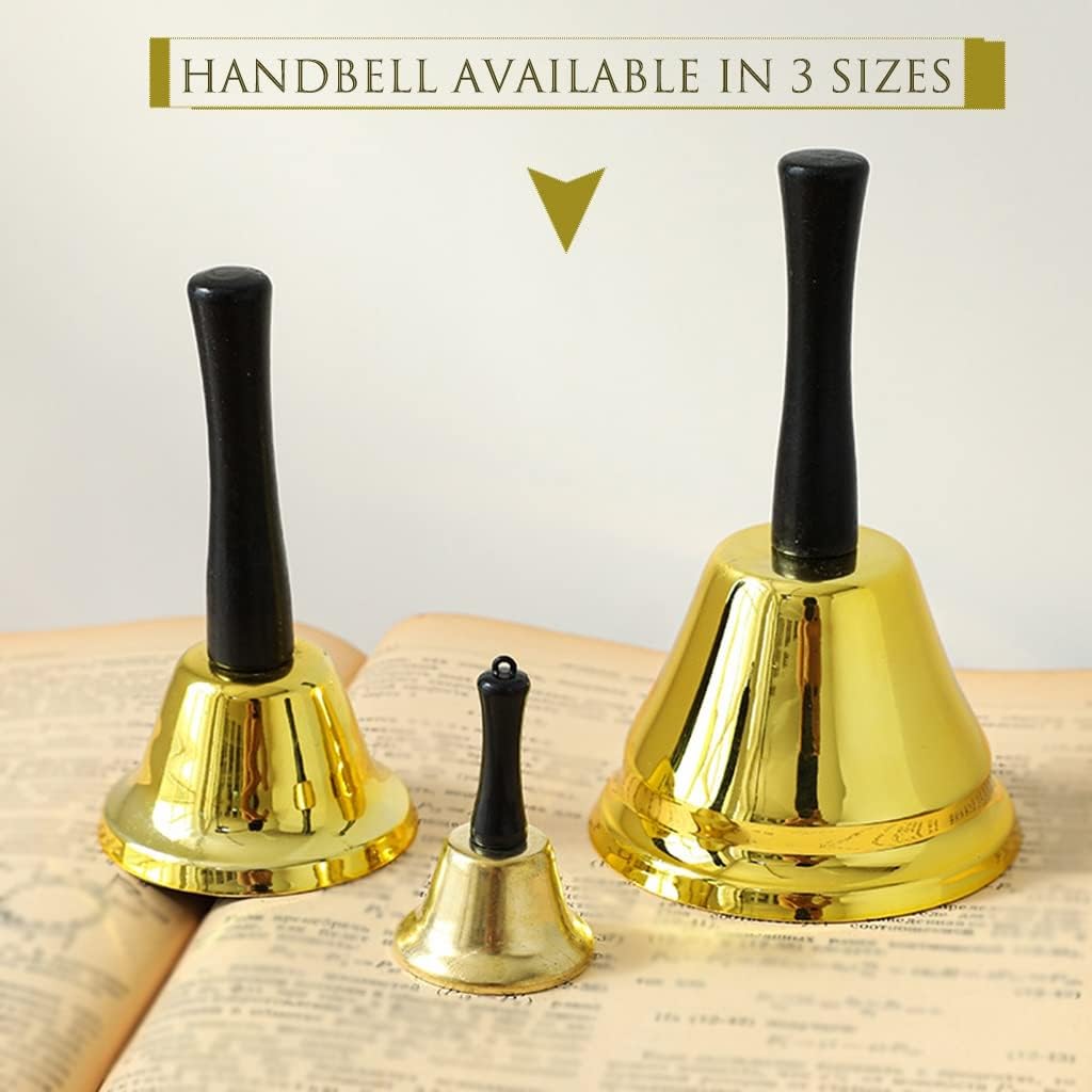 Service Bell for Desk Pet Shop Cat and Dog Attraction Training Handbell, Festive Atmosphere Decoration Wrought Iron Dinner Bell, 3 (Color : Gold, Size : 5.9 * 3.5 inches)