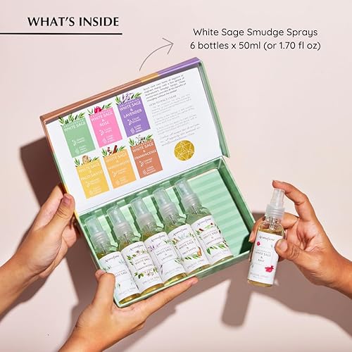 Miniatura 2 de Aromafume - Juego de regalo en aerosol para manchas de salvia blanca | 6 x 1.7 fl oz/1.7 onzas líquidas | Salvia blanca con rosa, lavanda, palo,