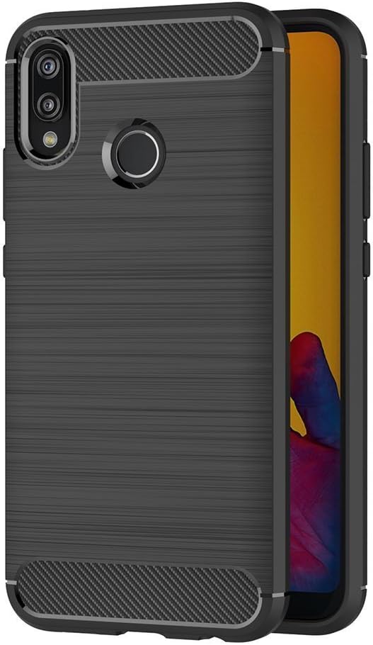 Case for Huawei P20 Lite/Nova 3E (5.84 inch) Soft Silicon Luxury Brushed with Texture Carbon Fiber Design Protection Cover (Black)