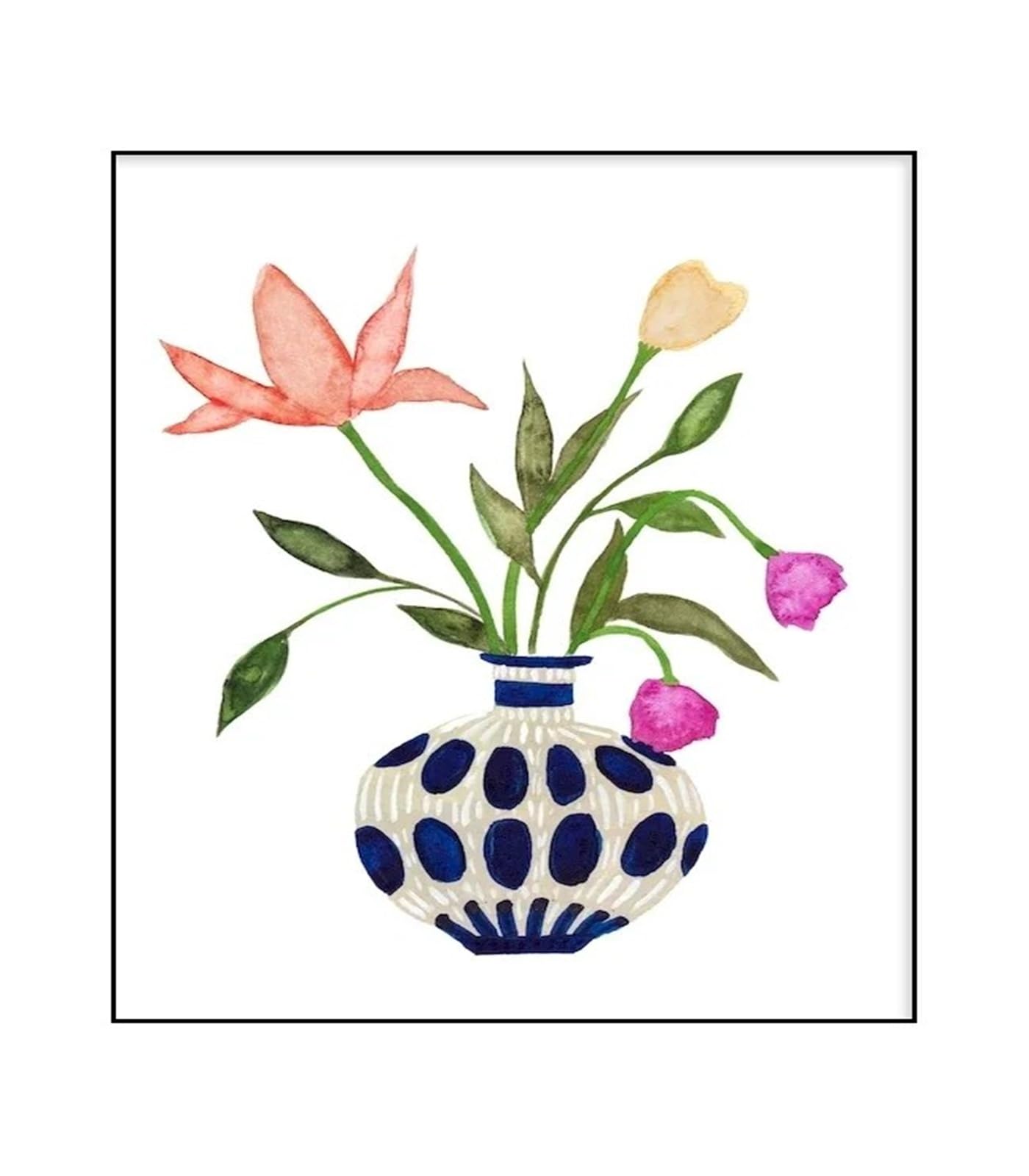 Xenite A Wall Rt Canvas Prints Watercolor Flower Vase Floral Plant Wall Rt Canvas Painting Nordic Posters For Living Room Home Decor(,30X40cm)