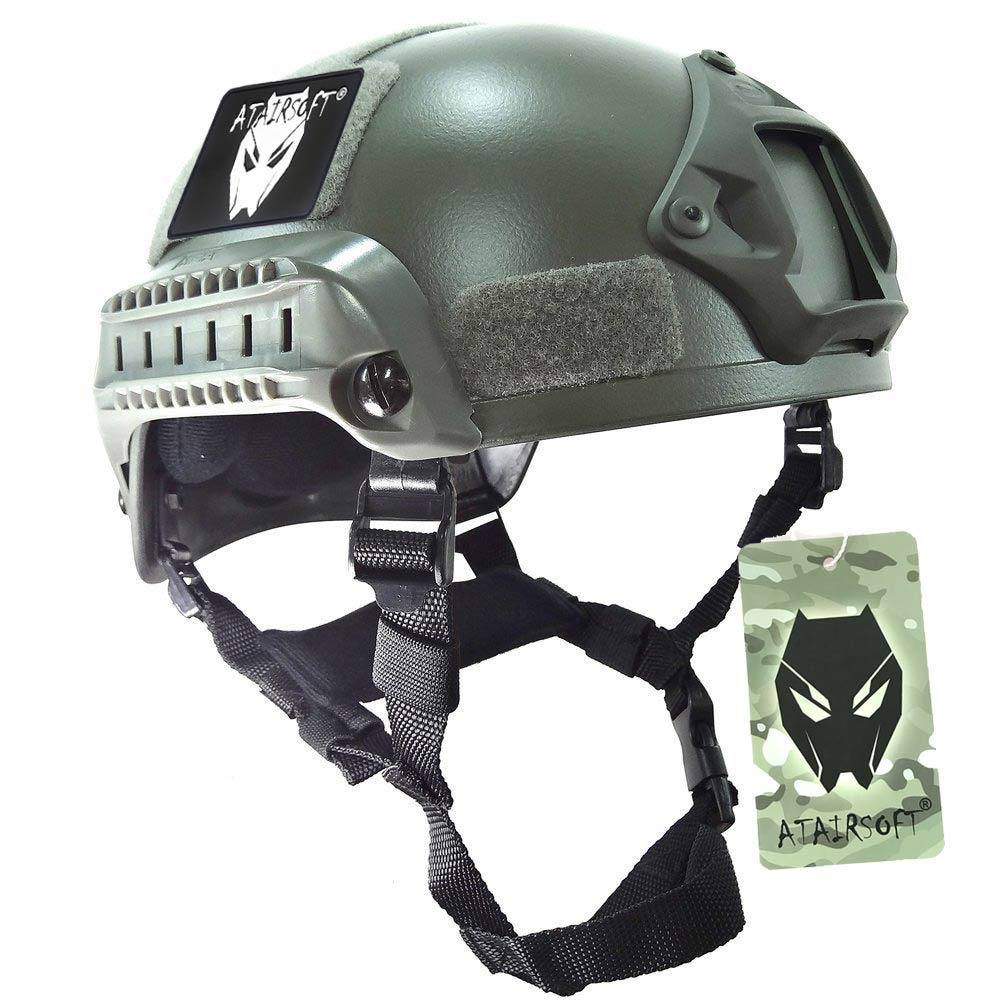 ATAIRSOFT Tactical Airsoft Paintball MICH 2001 Helmet with Side Rail & NVG Mount
