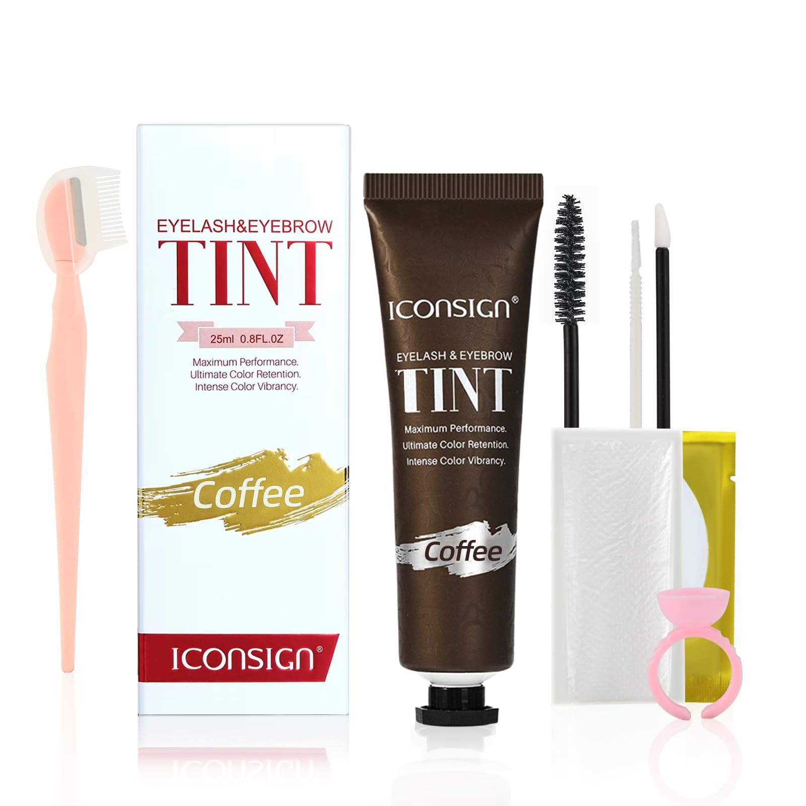 Duoffanny Eyebrow and Eyelash Colour, Eyebrow Colouring Set, Instant Voluminous Colouring, Quick and Easy Colouring for Home or Salon Use (Coffee)