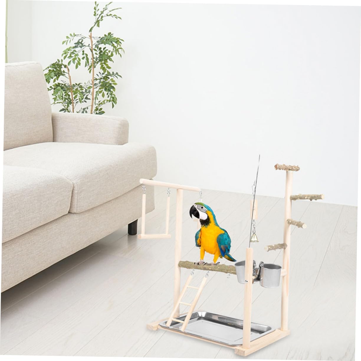 MERRYHAPY Bird Stand with Parrot Rack Bird Ladder Perch for Cage Playground Perch Stand