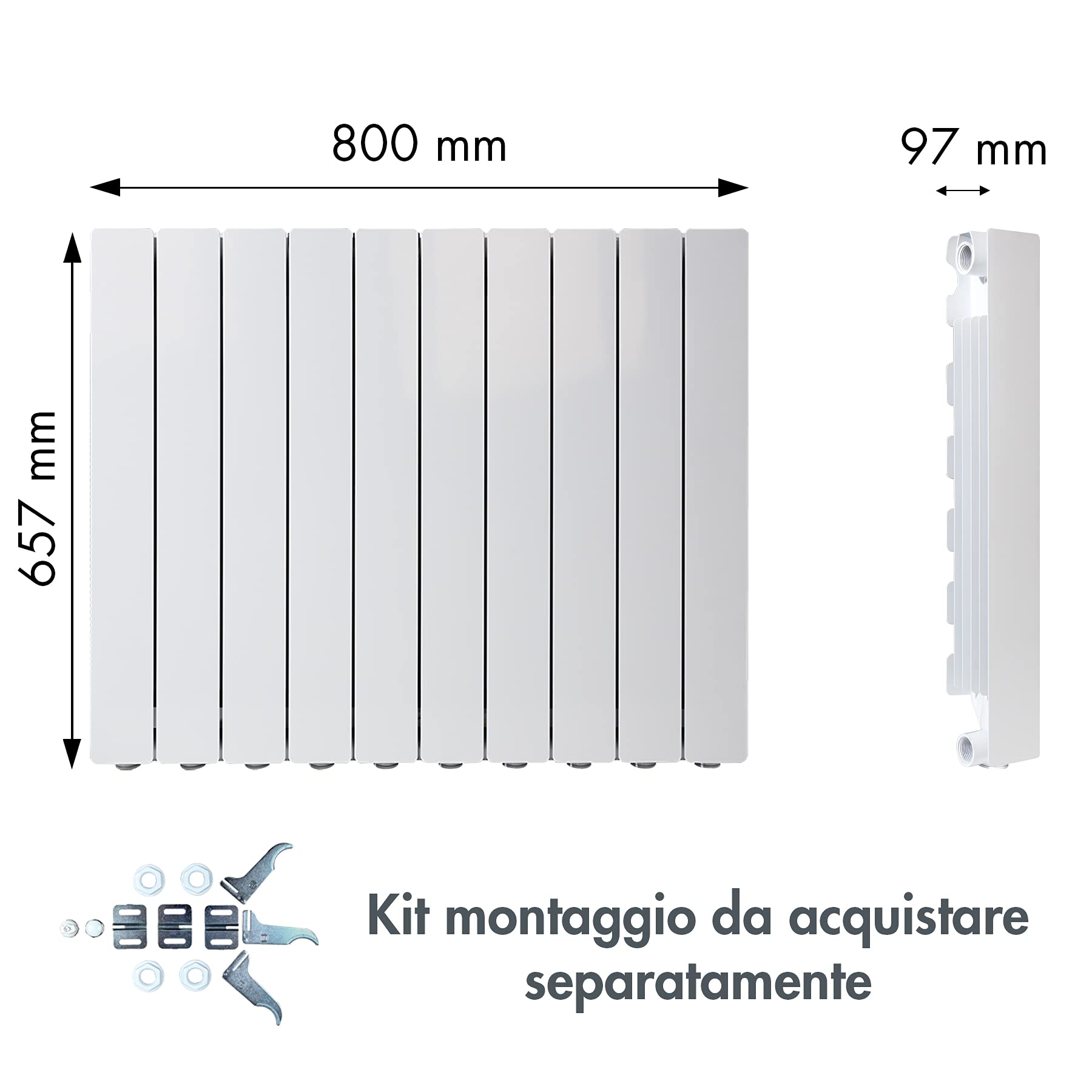 Fondital V693AM04410 Radiatore in alluminio pressofuso Blitz Super B4, 600 mm, 10 elementi, bianco