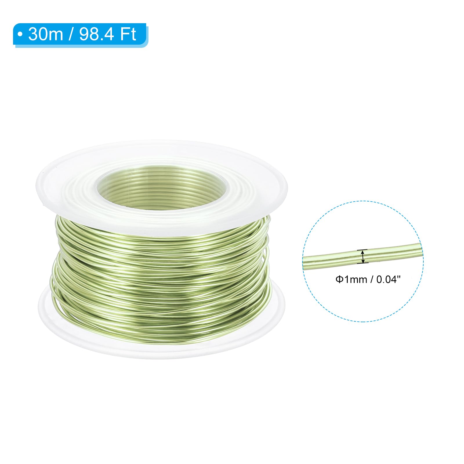 PATIKIL 18 Gauge 1mm Aluminum Craft Wire, 98.4 Ft Metal Wire Armature Bendable Wire for Jewelry Making Metal Wrap DIY Apple Green - Image 2