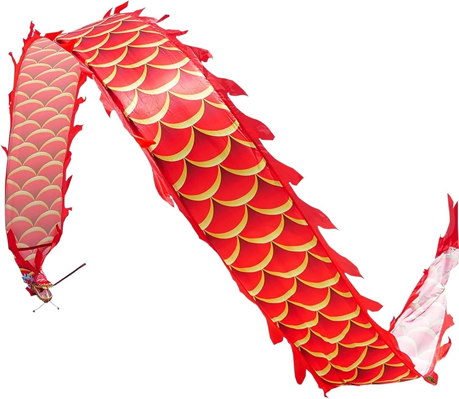 TFG - Ttfd Dragon Dance Ribbon Single Side, Parent-Child Game Dragon Dance Ribbon, Art Dragon Dance Ribbon(Red)