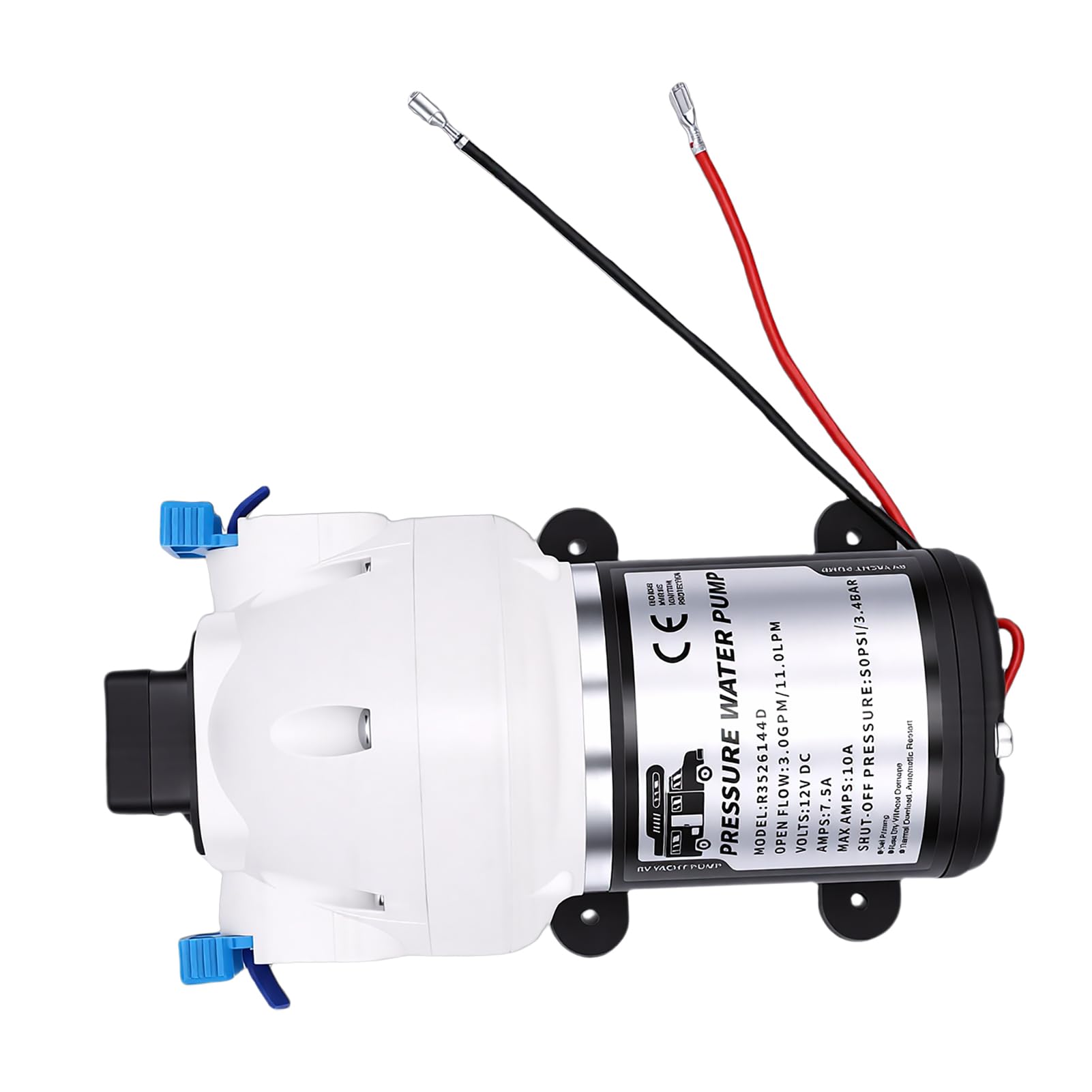 Alomejor Bomba de Agua para RV de 3 GPM, Bomba de Agua Autocebante de Metal, 12 V, 50 PSI, con Apagado Automático, bajo Nivel de Ruido para RV, Barco, Remolque, de para Yates Marinos