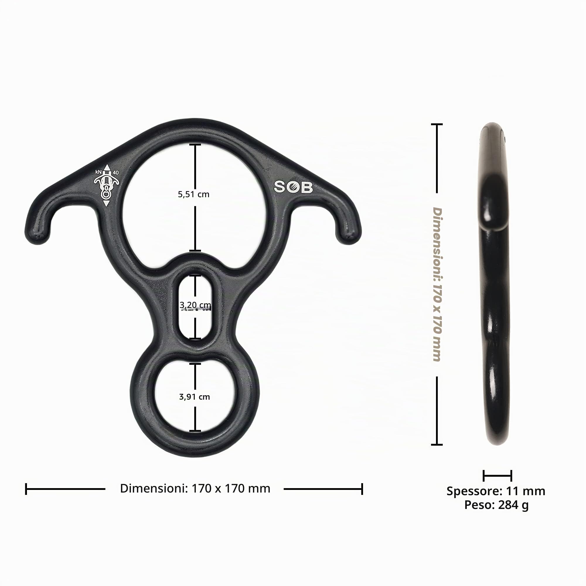 SOB Discensore a 8 Descender per Calata Anelli di Sicurezza in Lega di Alluminio Magnesio Rappel Dispositivo Belaying e Discese per Arrampicata su Lavoro Aereo