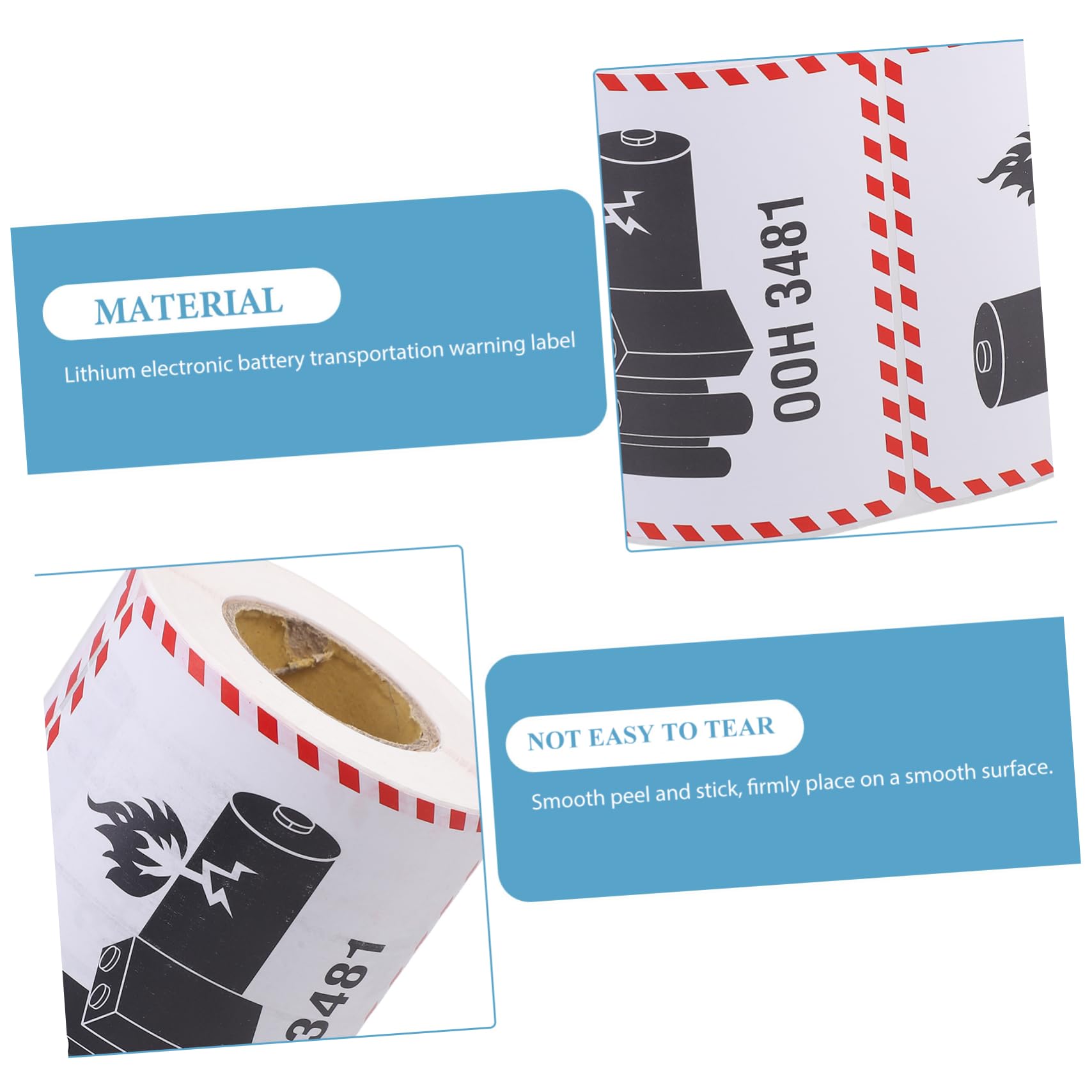 OHPHCALL 300ct Lithium Battery Caution Stickers Un3481 Labels Shipping Warning for Logistics