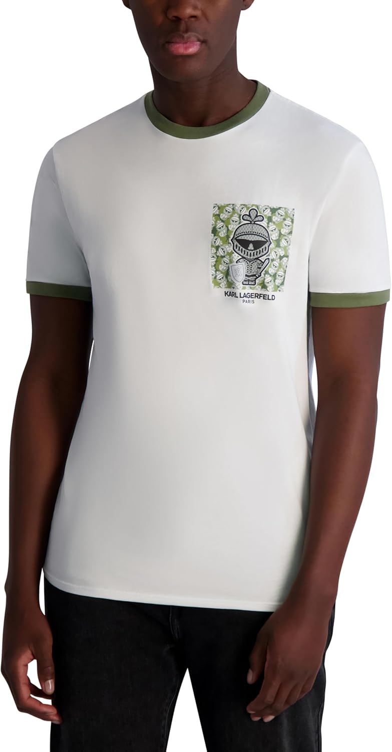 Karl Lagerfeld Men's Short Sleeve Crewneck Graphic Design T-Shirt