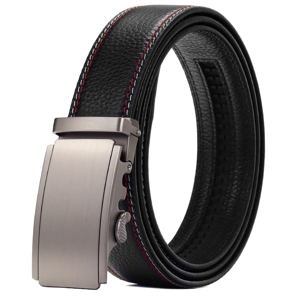 Cintura, Affari Maschi in Vita Cintura Nera di Alta qualità in Pelle di Mucca in Metallo Fibbia a cricchetto a cricchetto Formale Cinture da Uomo Formale (Belt Length : 115, Color : Nero)