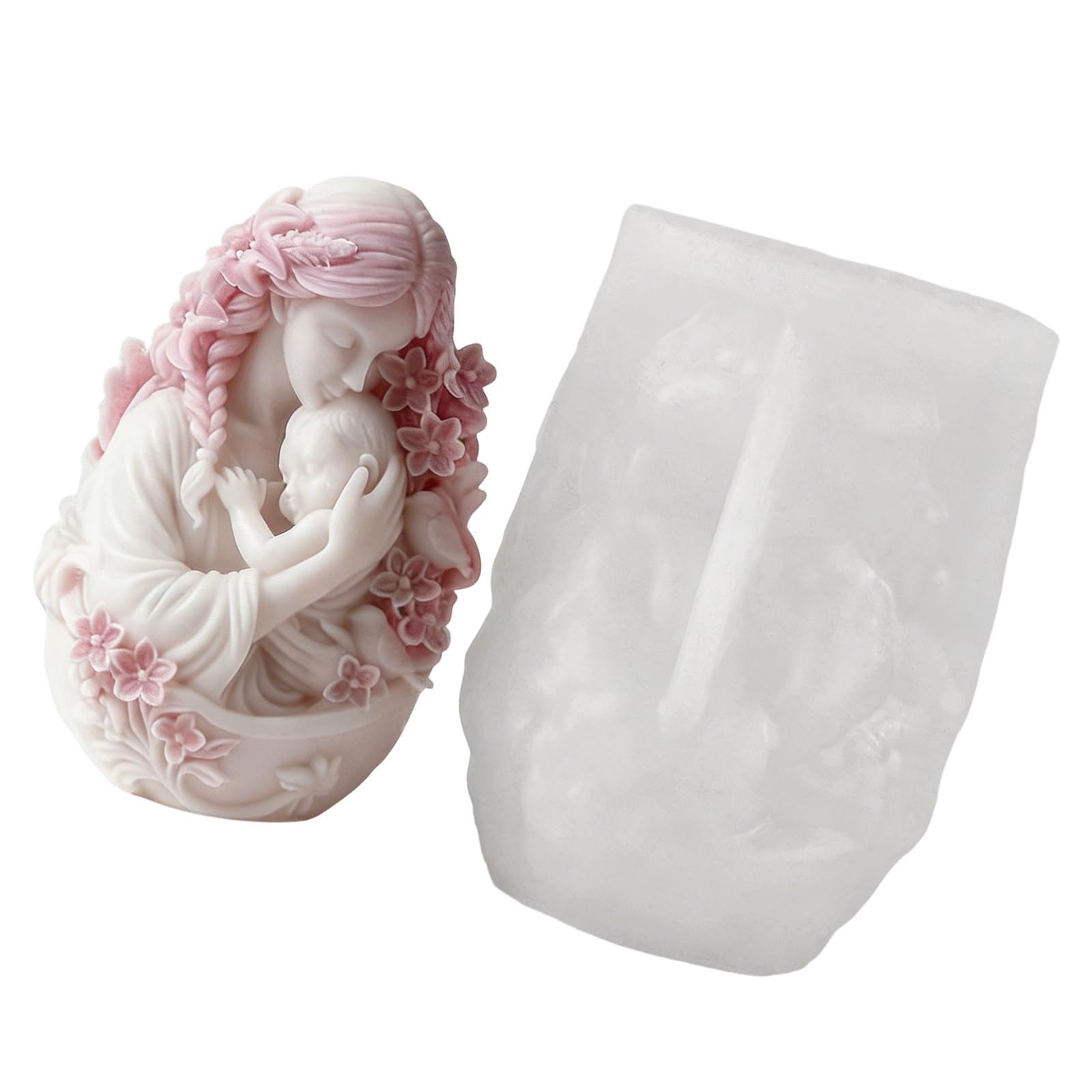 Tsophreniq Sturdy Silicone Art Mold Featuring Mother Infant Theme for Handwork Decoration Soap Crafting Mold