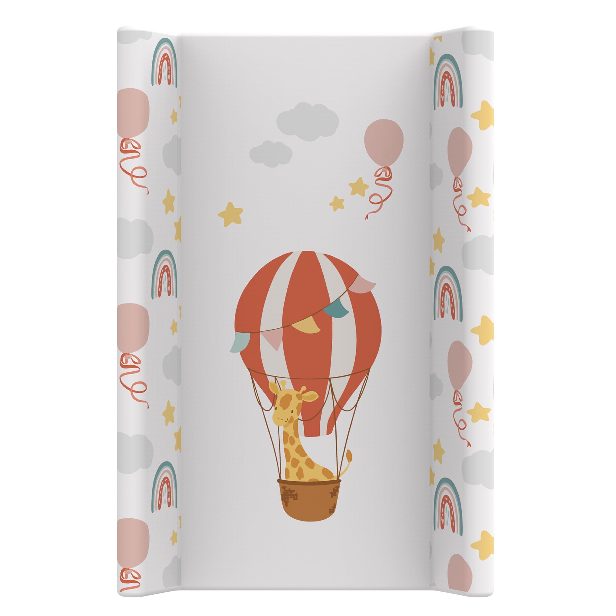 Kikido Changing Mat 50x70 - Hot Air Balloon - Anti-Roll Baby Changing Pad - Universal Mat with Safety Edges, Easy to Clean and Waterproof 70x50 cm
