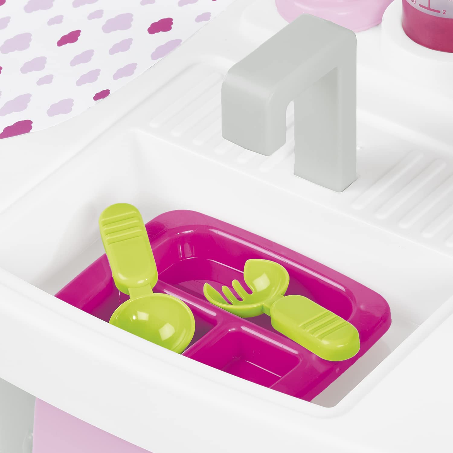 Ecoiffier- Cocina Nursery, Mi Primera Cocina, Incluye Zona para el Cuidado del Muñeco Bebé, 11 Accesorios, Adecuado a Partir de 18 Meses (7600002899)