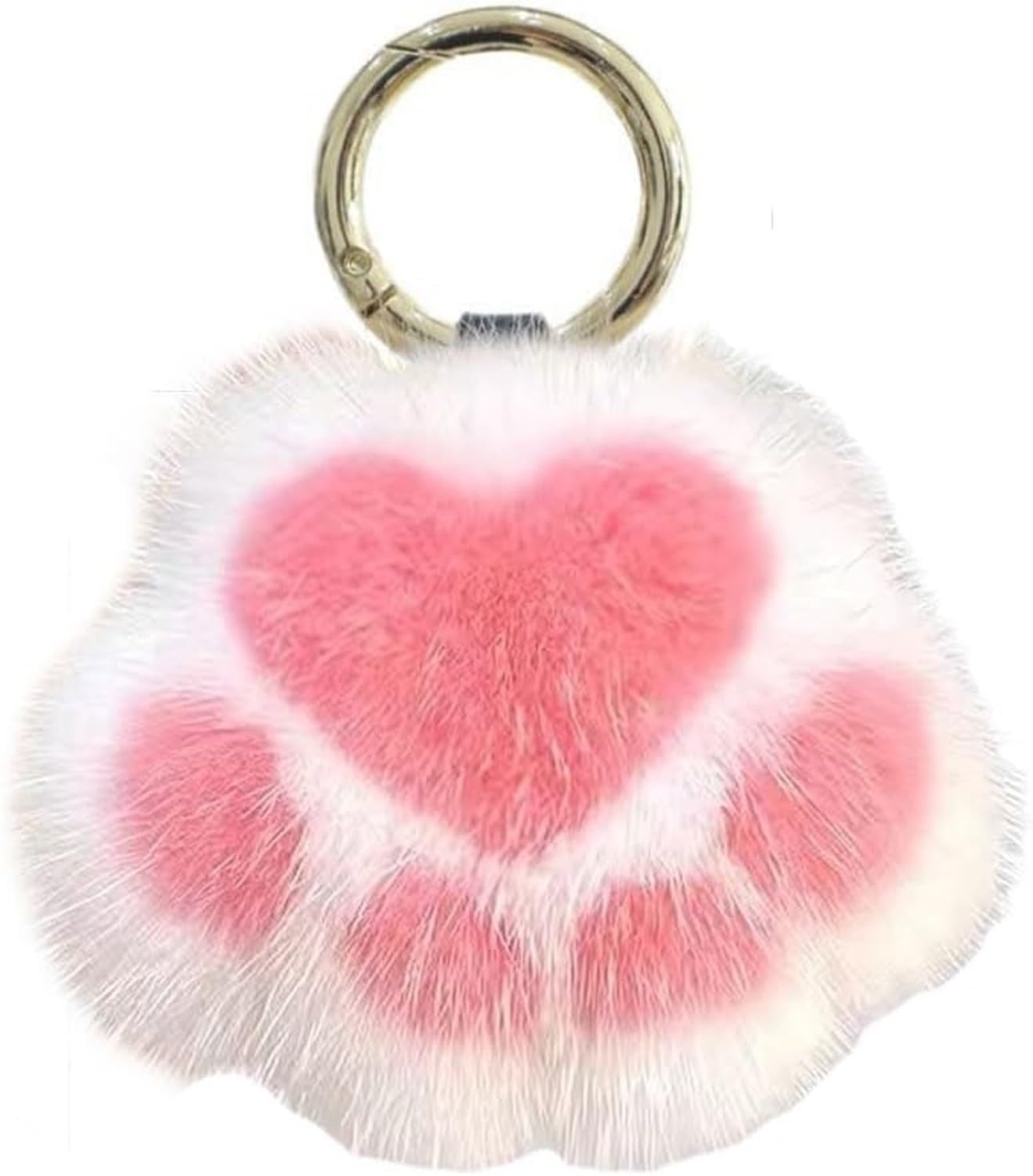 AIEIJJH Adorable Soft Plush Cat Paw Keychain Fluffy Warm Pink Kitty Hand Keyring Holders for Bag Purse Pendant Cute, White Pink