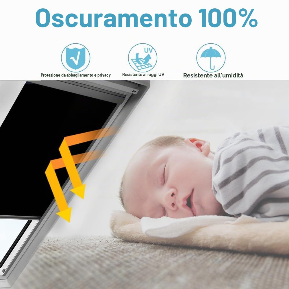 Tenda oscurante, tenda per finestra da tetto con foratura, M06 (61,3 * 94 CM), isolamento termico e ombreggiamento, antispionaggio e resistente all'umidità, telaio in alluminio, nero